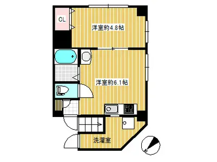 キャンベールお久田(1DK/3階)の間取り写真