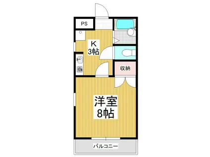 アクティス元町(1K/2階)の間取り写真