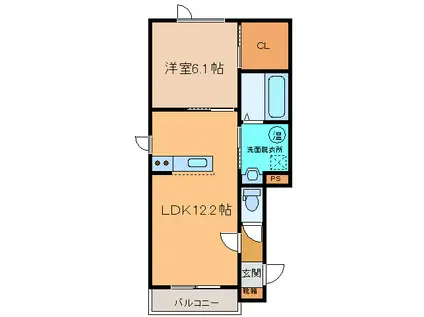 TOWN西4南19ベリーB(1LDK/1階)の間取り写真