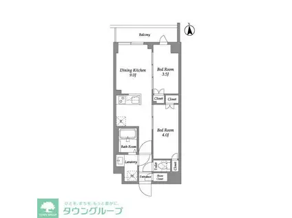 ザ・グラヴィティ新宿(2DK/3階)の間取り写真