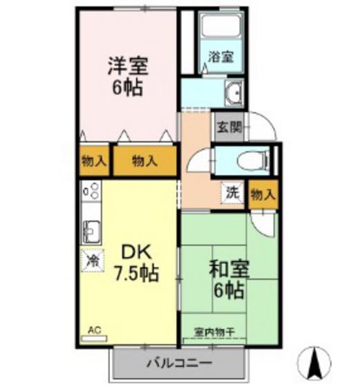 シルバーストン(2DK/1階)の間取り写真