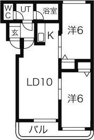 ハイデンス菊水(2LDK/4階)の間取り写真