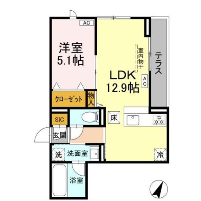 エスペリア新百合ヶ丘(1LDK/1階)の間取り写真