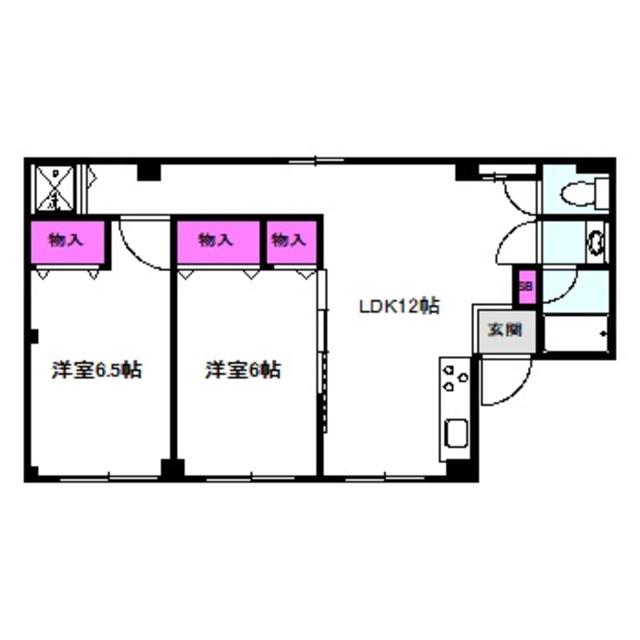 ブランジュ高殿(2LDK/3階)の間取り写真