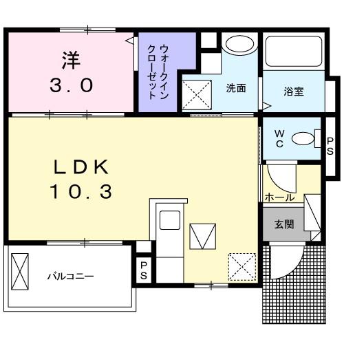 アサクラ ハウス(1LDK/1階)の間取り写真