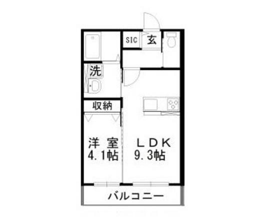 シャルール(1LDK/2階)の間取り写真