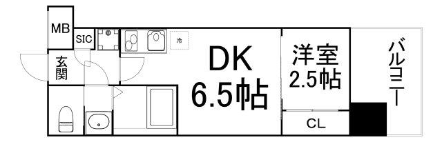 セレニテ中崎町リアン(1DK/13階)の間取り写真