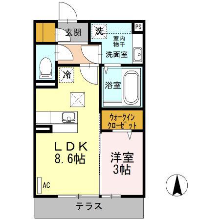 クレサージュ(1LDK/1階)の間取り写真