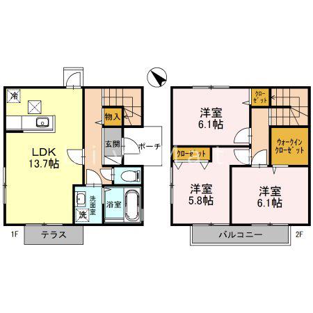 I-RIVERCOURT 1E棟(3LDK/1階)の間取り写真