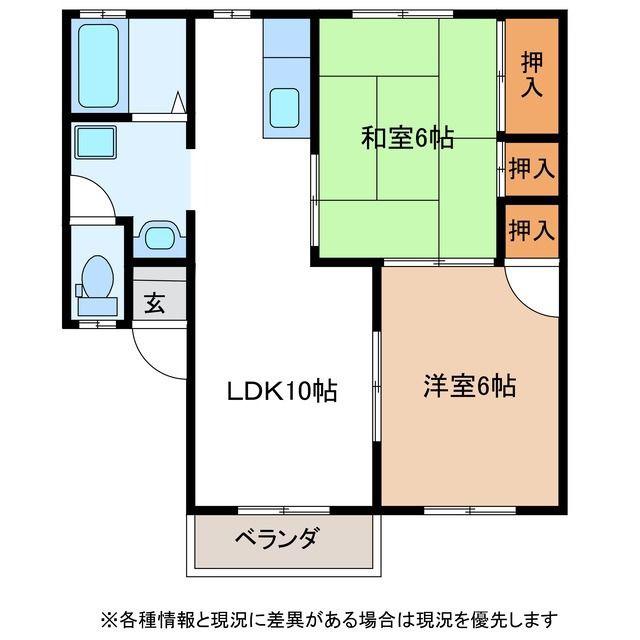 サニーハイツ須後A(2LDK/1階)の間取り写真