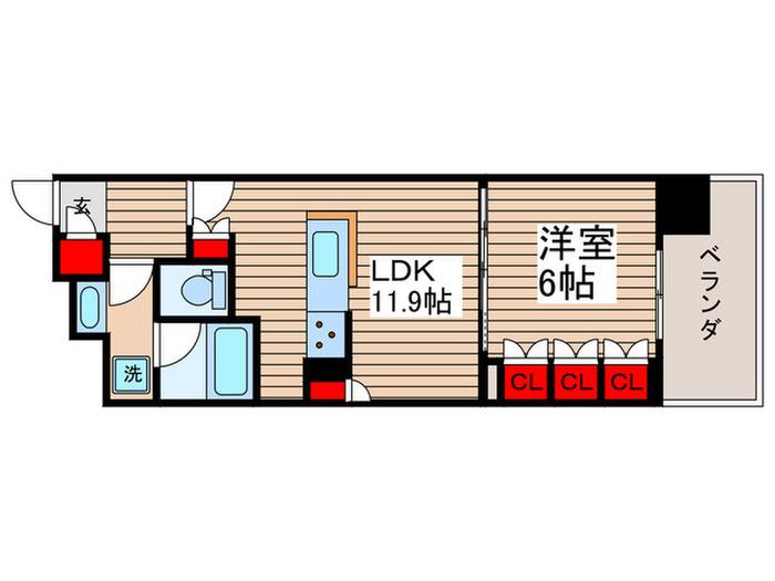 スカイグランデ津田沼(1LDK/9階)の間取り写真
