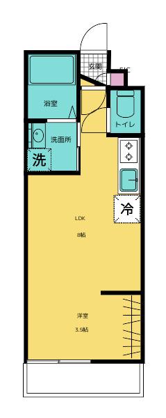 ASUIT山田新町(1LDK/3階)の間取り写真