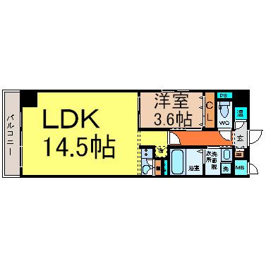 マリオン千種(1LDK/12階)の間取り写真