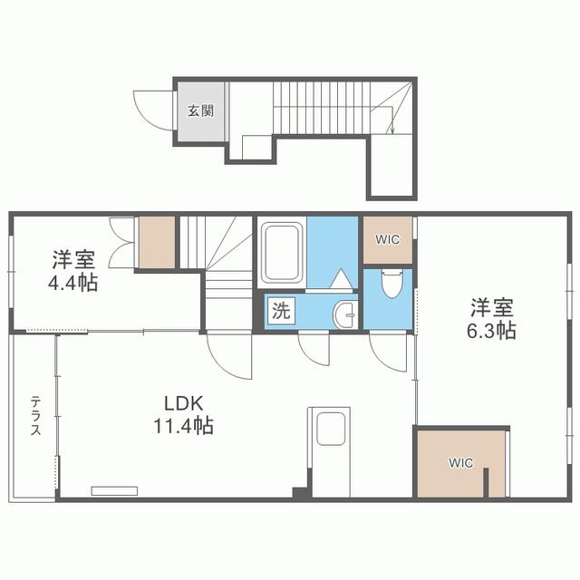シエル ラフィネ(2LDK/2階)の間取り写真