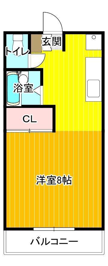 ベアーズウエルハイツ(ワンルーム/2階)の間取り写真