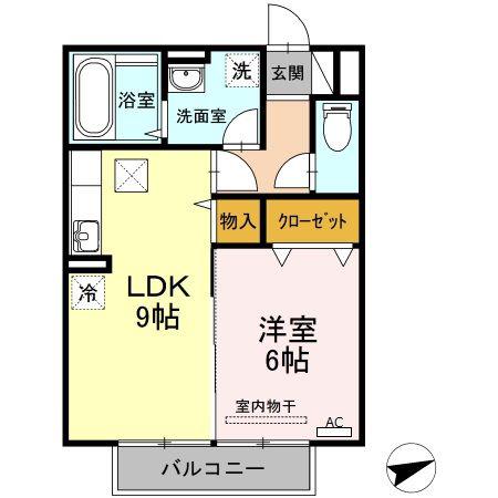 ステラ B棟(1LDK/1階)の間取り写真