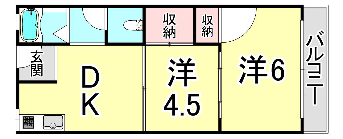 エルパラッツォ本山南(2DK/3階)の間取り写真