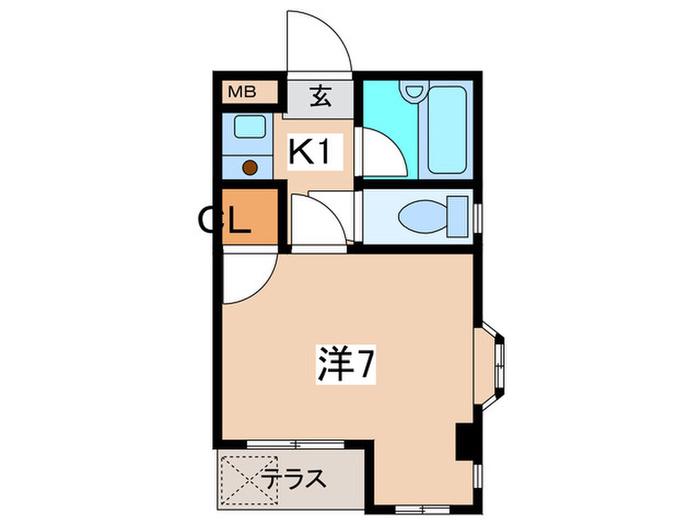 パームハイツ(1K/1階)の間取り写真