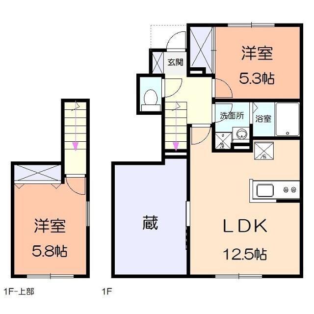 SUNNY COURT L(2SLDK/1階)の間取り写真
