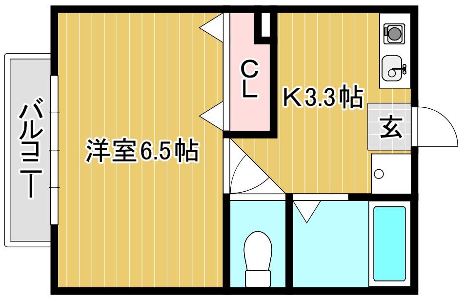 中祥マンションD(1K/2階)の間取り写真