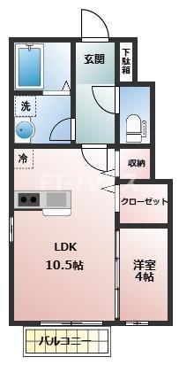ドルフIII(1LDK/1階)の間取り写真