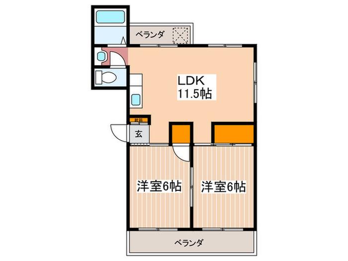 BAUHAUS南観音(2LDK/6階)の間取り写真