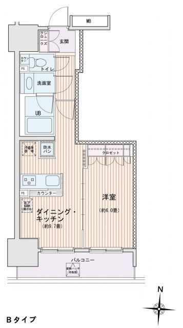 エスティメゾン錦糸町II(1LDK/14階)の間取り写真