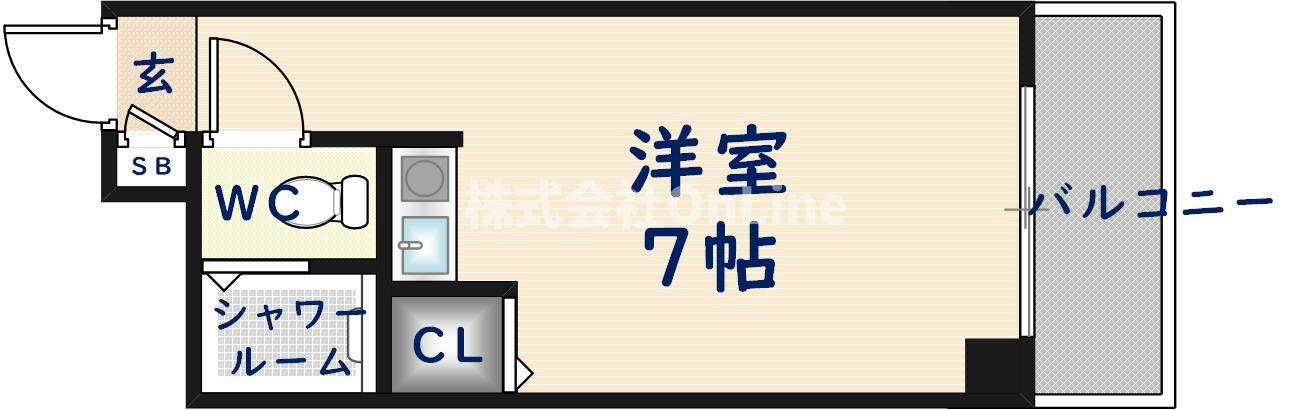 小若江スカイハイツ(ワンルーム/4階)の間取り写真