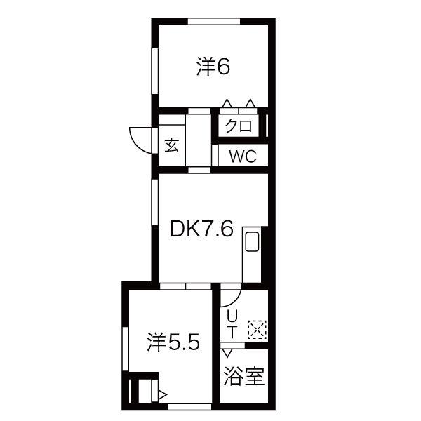 芦屋市松浜町スカイエ(2DK/1階)の間取り写真