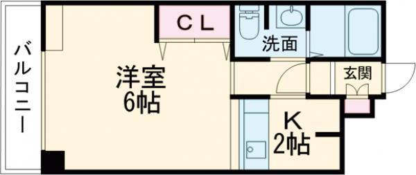 CUBO松陰(1DK/1階)の間取り写真