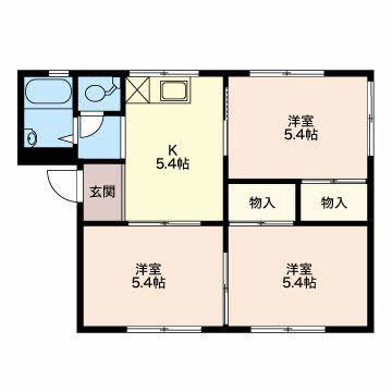 シャルム青山B(3K/2階)の間取り写真