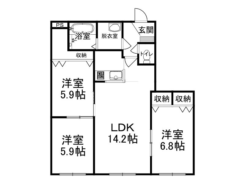 アビタあかしやII(3LDK/3階)の間取り写真