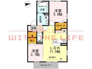シュトラール(2LDK/1階)の間取り写真