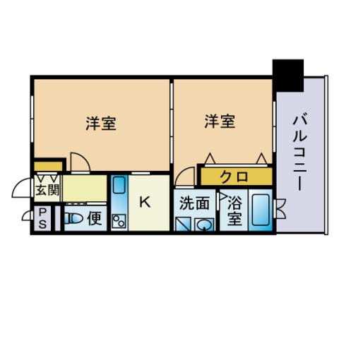 エンクレスト天神南Ⅲ(2K/9階)の間取り写真