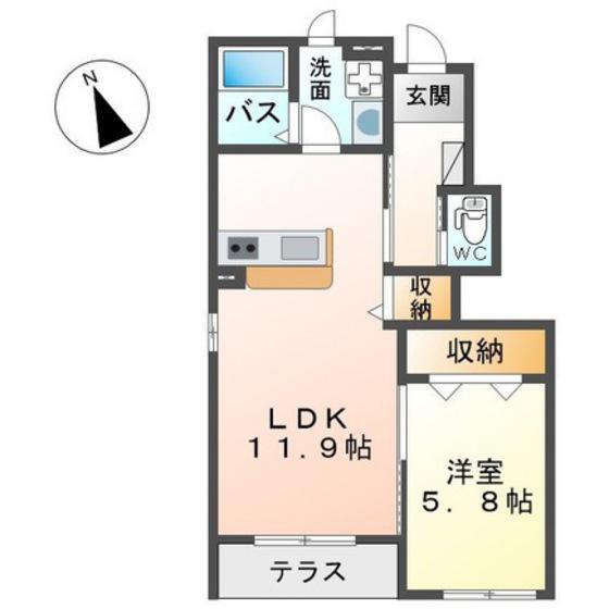 サニーヴィラ(1LDK/1階)の間取り写真