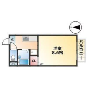 メルベーユ(1K/2階)の間取り写真