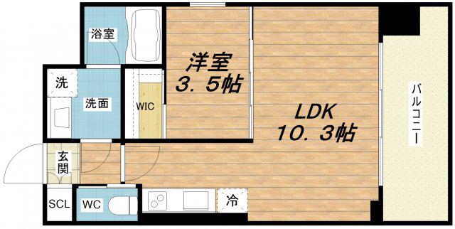 プレジオ弁天町ASIAN(1LDK/2階)の間取り写真