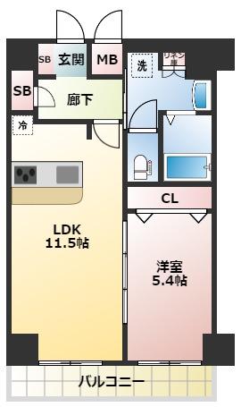 DIMUS新大阪(1LDK/9階)の間取り写真