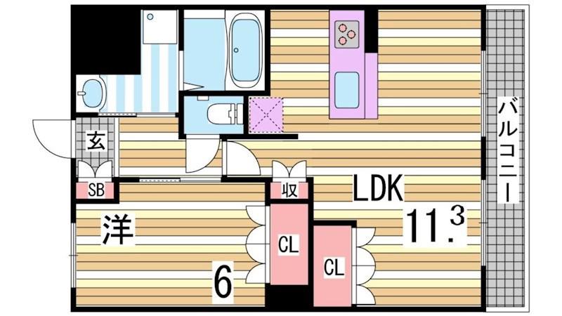 コーポサカシタA棟(1LDK/1階)の間取り写真
