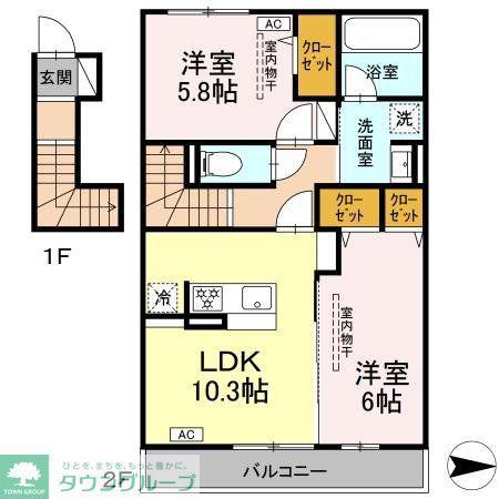 エスペランサ(2LDK/2階)の間取り写真