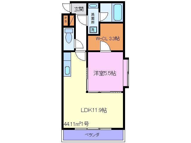 グリーンヒル タカハシIII(1LDK/1階)の間取り写真