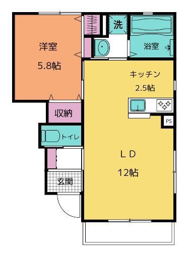 カサロサ ペット(1LDK/1階)の間取り写真