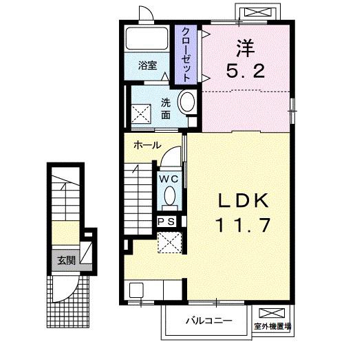 KメゾンI(1LDK/2階)の間取り写真