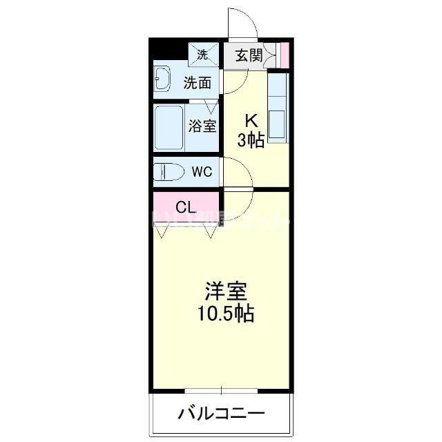 プロバンス半田山(1K/3階)の間取り写真