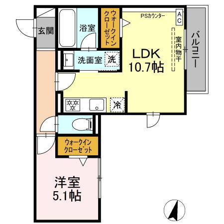 CLAIR島田(1LDK/3階)の間取り写真