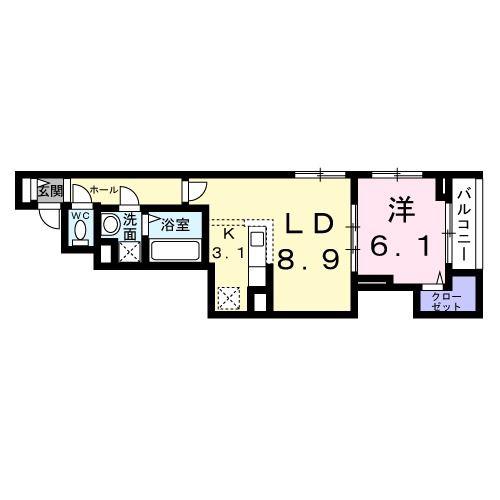 エスポワール立葉(1LDK/2階)の間取り写真