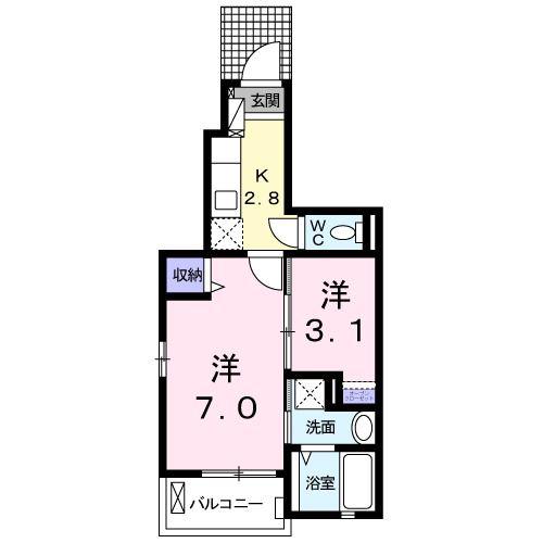 プロムナード ヴィラ III(1SK/1階)の間取り写真