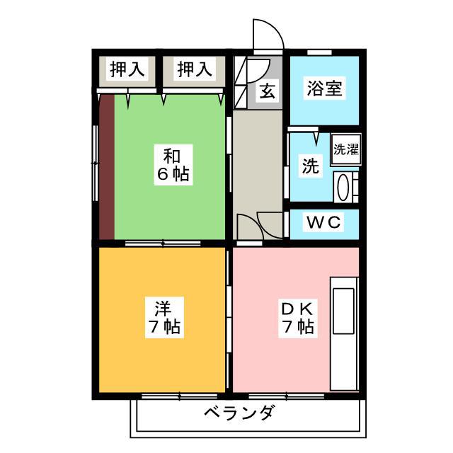 グレース広野(2DK/2階)の間取り写真