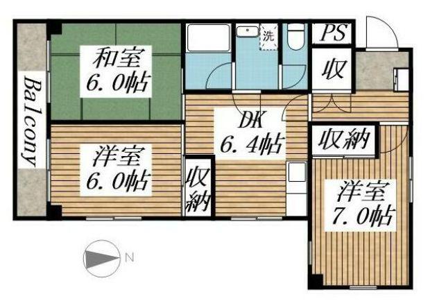 加藤マンション(3DK/3階)の間取り写真