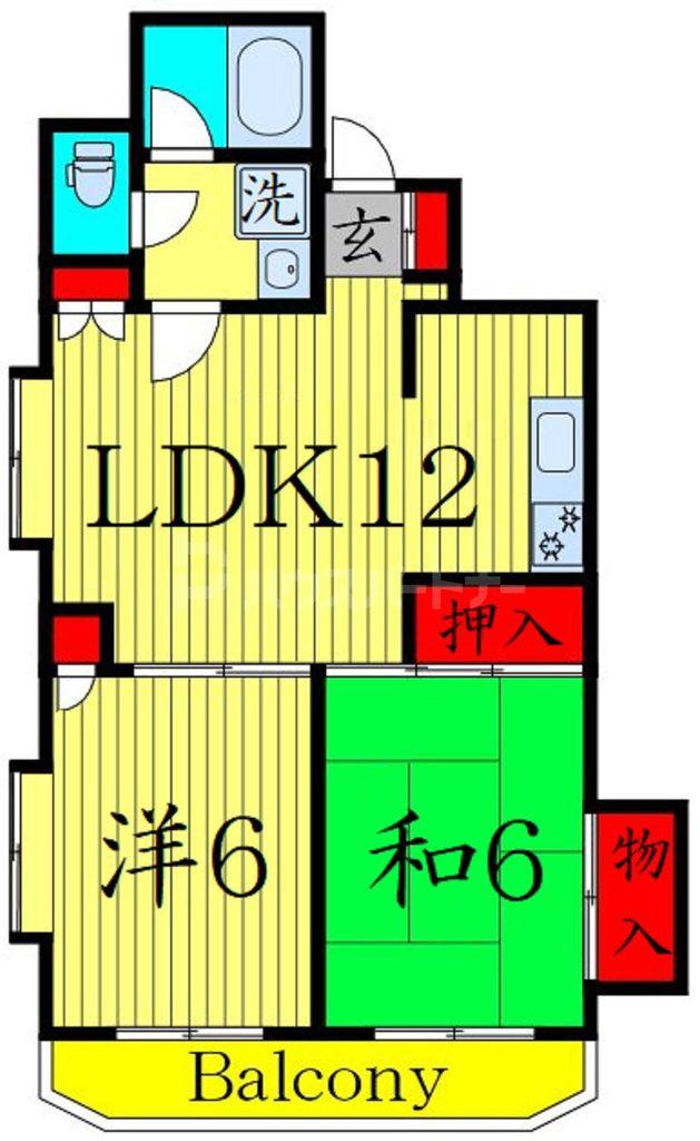 グリーンヒル文京(2LDK/6階)の間取り写真